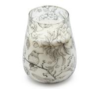 Tall Glass Jar Candle Floral Birds Drawn By Flame 150 Hours