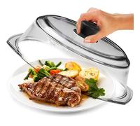 Tall Glass Microwave Splatter Cover for Food - Cookware & Bakeware Serving Dish Cover, Plate Splatter Guard Lid with Easy Grip Silicone Handle Knob - 100% Food Grade BPA Free & Dishwasher Safe - 10in.