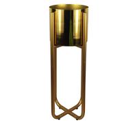 Tall Gold Stand with Gold Metal Planter 62cm x 18cm Leaf Gold One Size