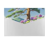 Tall Green Pine File Folder, Waterproof Expanding File Folder with 6 Pockets, Durable PP Document Organizer for Office, Home