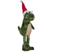 Tall Green Plush Big Lizard Dino Standing Decoration with Santa Hat Samuel Alexander Green One Size