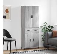 Tall Grey Sonoma Highboard Engineered Wood & Metal 69.5x34x180cm Storage Cabinet