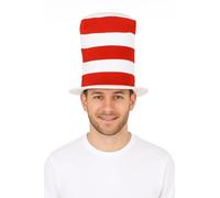 Tall Hat Red White Striped Adults Cat in Hat School Book Week Fancy Dress