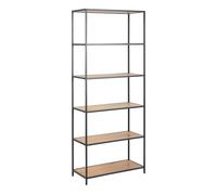 Tall Industrial Metal Bookcase 5 Tier Black Grey Modern Open Storage Unit