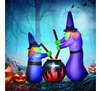 HOMCOM Next Day Delivery 1.8H m Inflatable Witches Decoration, Polyester
