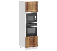 Tall Kitchen Cabinets Set of 2-60x57x207 cm, Adjustable Feet, Old Wood Finish, Space-Saving Larder Cupboard for Modern Kitchen Pantry Storage