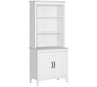 Tall Kitchen Cupboard with 3 Open Shelves and Double Door Cabinet