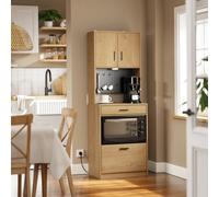 Tall Kitchen Microwave Storage Cabinet Usb Power Socket Sensor Light Microwave Cupboard,sobuy Fsb98-E-N, Tall 170Cm - Light Oak