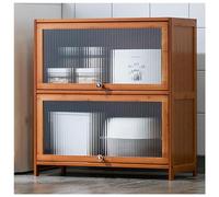 Tall Kitchen Pantry Cabinet with Acrylic Doors & Adjustable Shelves Freestanding Storage Cupboard for Kitchen Living Room Dining Room Brown 80x33x73cm