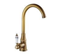 Tall Kitchen Sink Faucet,Single Handle,Vintage Brass, Bathroom Hole, Faucets for 1