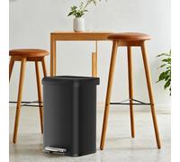 Tall Kitchen Trash Can, 50 L Stainless Steel Garbage Can, with Stay-Open Lid and Step-on Pedal, Soft Closure, Space-Saving
