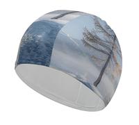 Tall Larch Tree Swim Cap Unisex Adult Swimming Cap Non Slip Pool Hat Comfortable Durable Easy to Put On and Off Waterproof Swim Hat Keep Hair Dry