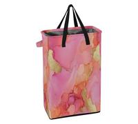 Tall Laundry Bin with Handles Laundry Baskets Foldable Teen Towel Hamper for Dorm Marble Hot Pastel Peach