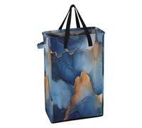 Tall Laundry Bin with Handles Laundry Room Baskets Foldable Boys Towel Hamper for College Marble Terracotta Navy Blue