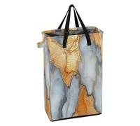 Tall Laundry Bin with Handles Laundry Room Baskets Stand up Kids Dirty Clothes Hamper for Dorm Marble Silver Orange