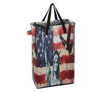 Tall Laundry Bin with Handles Slim Laundry Basket Freestanding Boys Clothing Hamper for Bathroom Lady Liberty Presidents Day Art