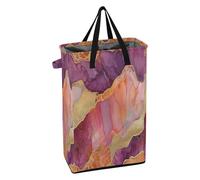 Tall Laundry Bin with Handles Slim Laundry Basket Waterproof Boys Clothes Hamper for College Marble Peach Burgundy