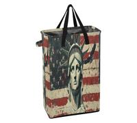 Tall Laundry Bin with Sturdy Handle Laundry Baskets Foldable Boys Towel Hamper for Nursery Usa Presidents Day Flag & Lady Liberty
