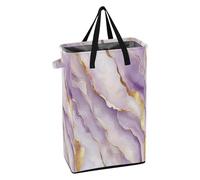 Tall Laundry Bin with Sturdy Handle Laundry Room Baskets Stand up Boys and Girls Dirty Clothes Hamper for College Marble White White