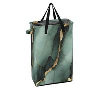 Tall Laundry Bin with Sturdy Handle Tall Laundry Baskets Waterproof Boys and Girls Dirty Clothes Basket for College Marble Sage Green Black