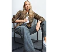 Tall Leopard Print Denim Jacket Long Tall Sally Brown 10