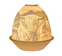 Tall Lithophane Dome Tealight Candle Holder - Highland Cow