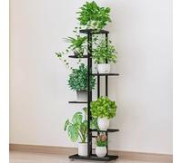 Tall Metal Plant Stand - 6-Tier Indoor Planter Holder Stylish nizer for Living Room & Garden Black Shelving Display for Corner Plants & Modern Design