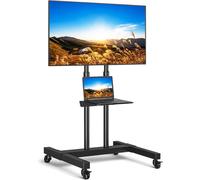Tall Mobile TV Stand on Wheels, Castors for 32-80 inch Flat Curved TVs, Height Adjustable, Tiltable, Max VESA 600x400mm Bracket, Black
