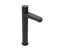 Tall Mono Basin Mixer Tap - Brass Construction Stylish Fluted Handles Easy Installation Compact Design (Matt Black) Faucet