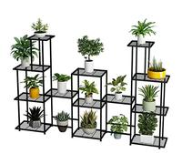 Tall Multi Tier Plant Stand, 13 Tiers Multifunctional Plant Stands for Indoor Plants, Decorative Black Steel Plant Shelf for outdoor Patio Garden Balcony and Yard
