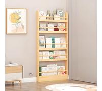 Tall Narrow Bookshelf 5Shelf SpaceSaving Bookcase for Bedroom Living Room Office23.6" x 3.9" x 57.1"36 Tier Organizer for Kids’ Toys and Books Natural Finish