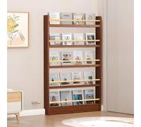Tall Narrow Bookshelf 5Tier Wall Bookcase for Bedroom Living Room OfficeSpaceSaving Organizer for Kids' Toys & Books 39.4" x 3.9" x 57.1" Walnut Finish