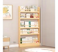 Tall Narrow Bookshelf 6-Tier Space Saving Wall Bookcase for Bedroom Living Room Office Behind Door Storage for Kids' Toys and Books Natural Wood Finish 19.7" x 3.9" x 70.2"