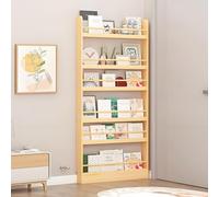 Tall Narrow Bookshelf 6-Tier Space-Saving Wall Bookcase for Bedroom Living Room Office - Ideal for Kids' Toys & Books 19.7" x 3.9" x 70.2" Natural Finish