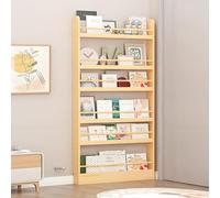 Tall Narrow Bookshelf 6Tier SpaceSaving Wall Bookcase for Bedroom Living Room & Office Behind Door Organizer for Kids' Toys & BooksNatural Finish 31.5" x 3.9" x 70.2"