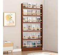 Tall Narrow Bookshelf 6Tier SpaceSaving Wall Bookcase for Bedroom Living Room & Office Behind Door Organizer for Kids' Toys & Books Walnut27.6" x 3.9" x 70.2"