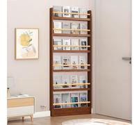 Tall Narrow Bookshelf 6Tier Wall Bookcase for SpaceSaving Storage Behind Door Organizer for Kids' Toys & Books Ideal for Bedroom Living Room OfficeWalnut Finish 19.7" x 3.9" x 70.2"