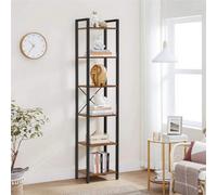 Tall Narrow Industrial Bookcase Vintage Display Unit Slim Rustic Storage Shelves