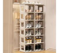 Tall Narrow Shoe Rack - Free Standing Space Saving Vertical Storage Organizer for Closet, Doorway, Garage & Living Room - Compact Design (75x54x26cm/29.5x21)