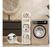 Tall Narrow Storage Cabinet with Clear Doors and Movable Wheels, Waterproof Slim Bathroom Storage Cabinet with Adjustable Shelf, Foldable Plastic Storage Box for Home Office Kitchen Bedroom,3Tier