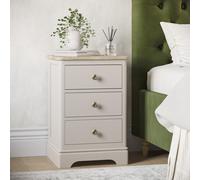 Tall Oak and Cream 3-Drawer Bedside Table - Alexander