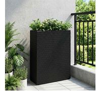 Tall Planter Black Poly Rattan 55x22x70cm Rectangular Outdoor Minimalist w/liner