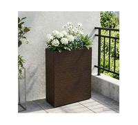 Tall Planter Brown Poly Rattan 55x22x70cm Rect. Outdoor with Nylon Bag Hook-loop