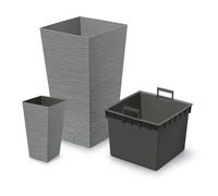 Tall Planter Flower Pot with Insert Indoor Outdoor Frost Resistant Home 6 Sizes