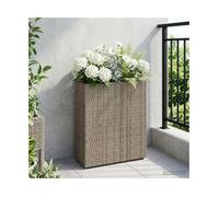 Tall Planter Grey 55x22x70cm Poly Rattan OutdoorSlim Rectangular with Liner incl