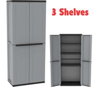 Tall Plastic Cupboard Storage Outdoor Garden Cabinet 1 Internal and 4 Shelves