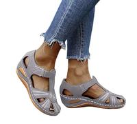 Tall Platform Sneaker Sandals for Women Open Toe Comfortable Shoes and Perfect Heels for Travel to The Beach AntideRapant Breathing Mu (Grey, 4)