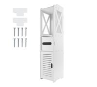 Tall PVC Bathroom Cabinet - Slim Free-Standing Corner Storage, 3-Tier Waterproof Organizer for Toilet & Bedroom