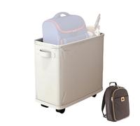 Tall Rolling Laundry Hamper - Foldable Thin Basket, Waterproof Fabric Bin, Easy Move Wheels With Stand, Space Saving Organizer | Clothes Sorter For Home Corner Bedroom Bathroom Storage Laundry