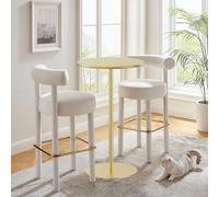 Tall Round Bistro Table with Metal Base, Counter Height Dining Table for Kitchen, Restaurant, Living Room, Pub, 40x40x62cm - Stylish Leisure Side Table